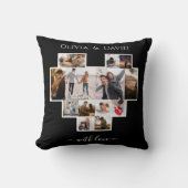 ラブバレンタインデー写真コラージブラック クッション (正面)