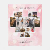 ラブバレンタインデー写真コラージュ フリースブランケット (正面)