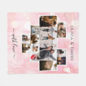 ラブバレンタインデー写真コラージュ フリースブランケット (正面(横))