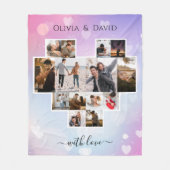 ラブバレンタインデー写真コラージュ フリースブランケット (正面)