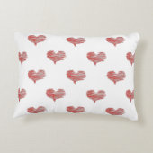 ラブバレンタインデー赤いハートスケッチ アクセントクッション (裏面)