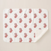 ラブバレンタインデー赤いハートスケッチ シェルパブランケット (正面(横))