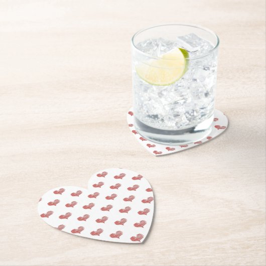 ラブバレンタインデー赤いハートスケッチ ペーパーコースター (インサイチュ)