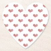 ラブバレンタインデー赤いハートスケッチ ペーパーコースター (正面)