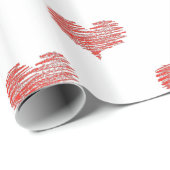 ラブバレンタインデー赤いハートスケッチ ラッピングペーパー (ロールコーナー)