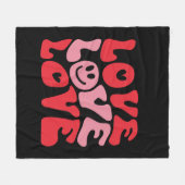 ラブバレンタインデーGroovyホリデおもしろいー フリースブランケット (正面(横))