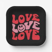 ラブバレンタインデーGroovyホリデおもしろいー ペーパープレート (正面)