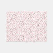 ラブバレンタインピンク赤いハート フリースブランケット (正面(横))