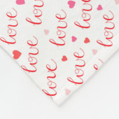 ラブバレンタインピンク赤いハート フリースブランケット (角)