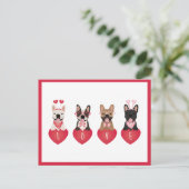 ラブバレンタインフランスのブルドッグ ポストカード (スタンド正面)