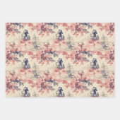 ラブバレンタインモダンレッドトイレデジュイパターン ラッピングペーパーシート (正面)