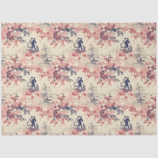 ラブバレンタインモダンレッドトイレデジュイパターン 薄葉紙 (正面)