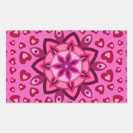 ラブバレンタイン・誕生日パーティーギフト ハート型 長方形シール (正面)