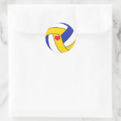 ラブバレーボール – スポーツボールとハート ラウンドシール (バッグ)