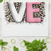 ラブバレーボールLeopard Print Women Girls Volyba キッチンタオル (折り畳み)