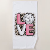 ラブバレーボールLeopard Print Women Girls Volyba ビーチタオル (正面)