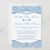 ラブバーズつる植物パターン結婚式招待状 招待状 (正面)