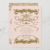 ラブバーズエッチンググラマラスなヴィンテージ結婚式赤面 招待状 (正面/裏面)