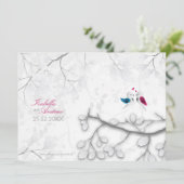 ラブバーズオン魔法ホワイト結婚式招待状 招待状 (スタンド正面)