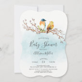 ラブバーズカップル赤ちゃんシャワー招待状 招待状 (正面)