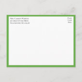 ラブバーズグリーンイエローロベバード婚約パーティ インビテーションポストカード (裏面)