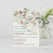 ラブバーズケージ花の木の結婚式招待 招待状 (スタンド正面)