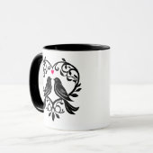 ラブバーズシルエット – カスタムバレンタインデザイン マグカップ (正面左)