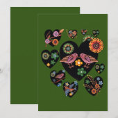 ラブバーズスカンジナビアフォークアートバレンタインデー シーズンカード (正面/裏面)