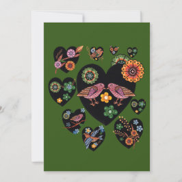 ラブバーズスカンジナビアフォークアートバレンタインデー シーズンカード