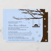 ラブバーズスノーフレークオークツリーブライダルシャワー 招待状 (正面/裏面)