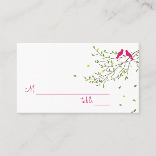 ラブバーズテーブル座席表マゼンタグリーン プレイスカード (正面)