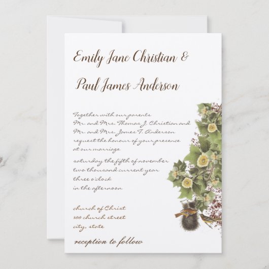 ラブバーズネスティングアクアブルーフォント結婚ズ 招待状 (正面)