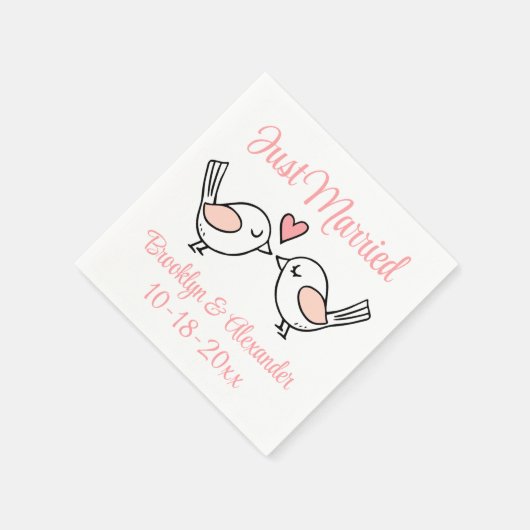 ラブバーズピンクたった今結婚しましたラブバ結婚リズ スタンダードカクテルナプキン (角)