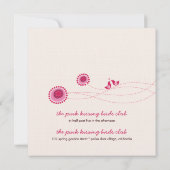 ラブバーズピンクの点かわいい花の結婚式招待 招待状 (裏面)