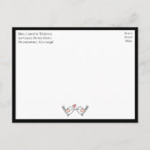 ラブバーズピンクブラックラブバード婚約パーティ インビテーションポストカード (裏面)