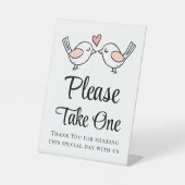 ラブバーズピンクブラックラブバード結婚式の引き出物 台座サイン (正面)