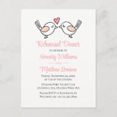 ラブバーズピンクブラックロブバーズリハーサルディナー インビテーションポストカード (正面)