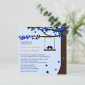 ラブバーズフォールディングハートズオークツリーブルー 招待状 (スタンド正面)