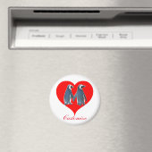 ラブバーズペンギンカップル赤いハートサンダー_コーブ マグネット (インサイチュ (食洗機))