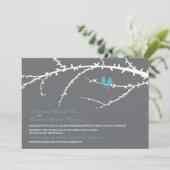 ラブバーズ結婚式招待状(アクア) 招待状 (スタンド正面)