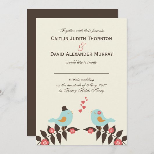 ラブバーズ結婚式招待状 招待状 (正面/裏面)