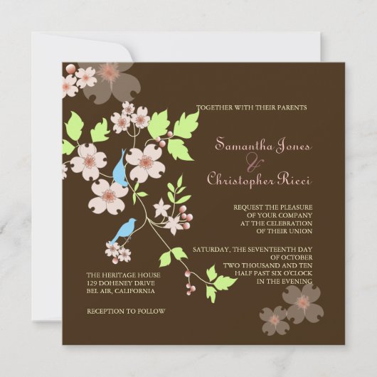 ラブバーズ結婚式招待状 招待状 (正面)