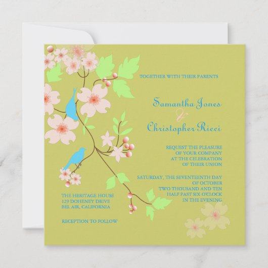 ラブバーズ結婚式招待状 招待状 (正面)