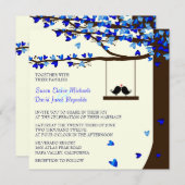 ラブバーズ落下ハートオークツリー 招待状 (正面/裏面)