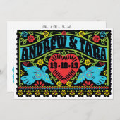 ラブバーズ ペーパー ピカド ウェディング 招待状 (正面/裏面)