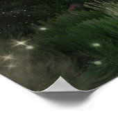 ラブバーズ+松の木の夜のウェディングカスタムバナー ポスター (角)