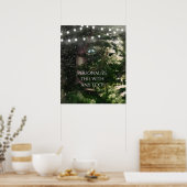 ラブバーズ+松の木の夜のウェディングカスタムバナー ポスター (キッチン)