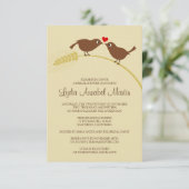 ラブバーズ 3.5" x 5" ブライダルシャワー招待状 招待状 (スタンド正面)