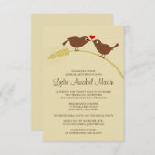 ラブバーズ 3.5" x 5" ブライダルシャワー招待状 招待状 (正面/裏面)