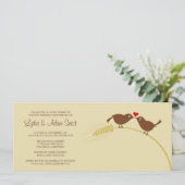 ラブバーズ 4" x 9.25" 結婚記念日 招待状 (スタンド正面)